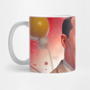 pee wee herman smiling, red background Mug